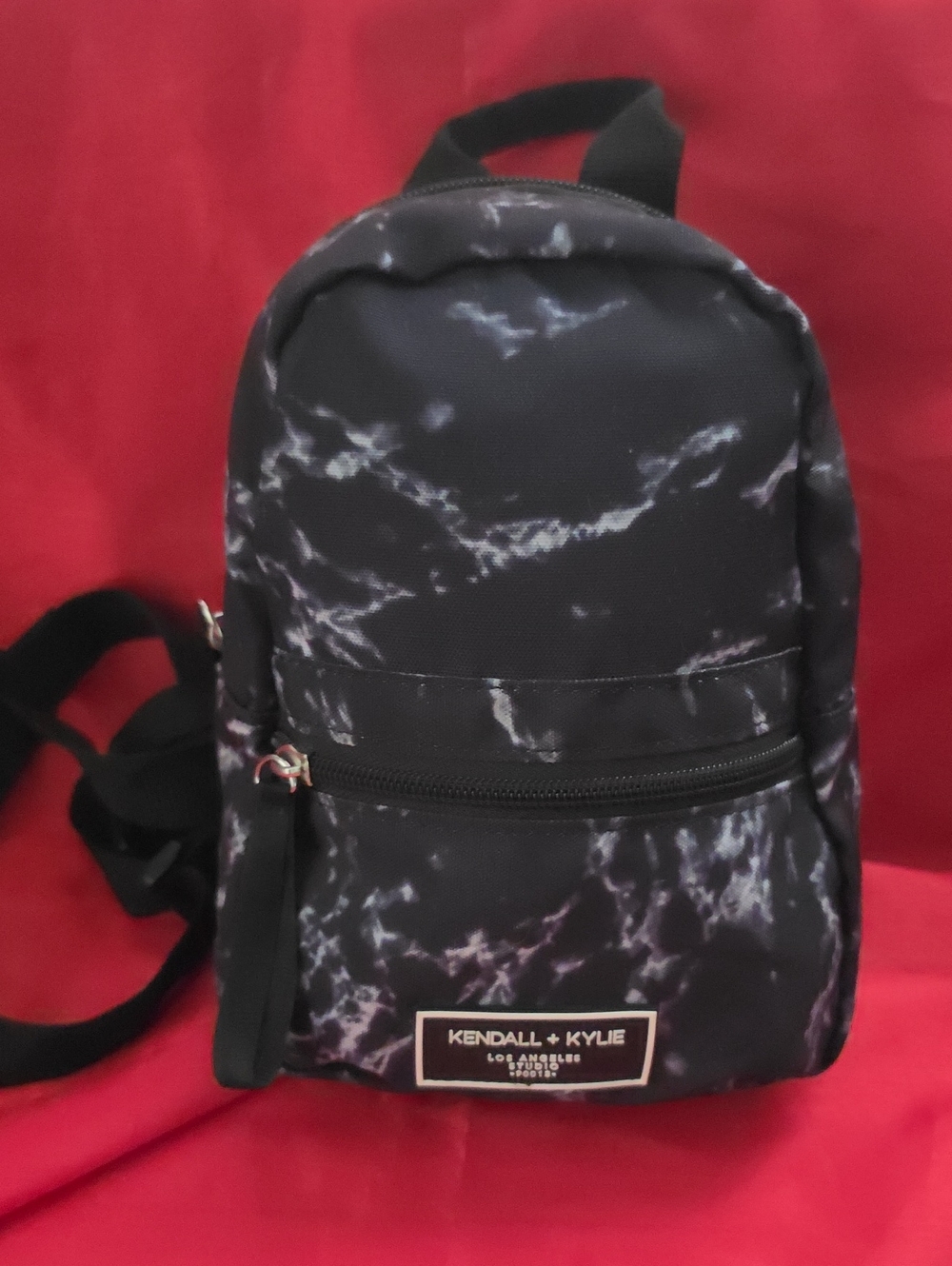 Kendall & Kylie Black and White Marble Mini Backpack